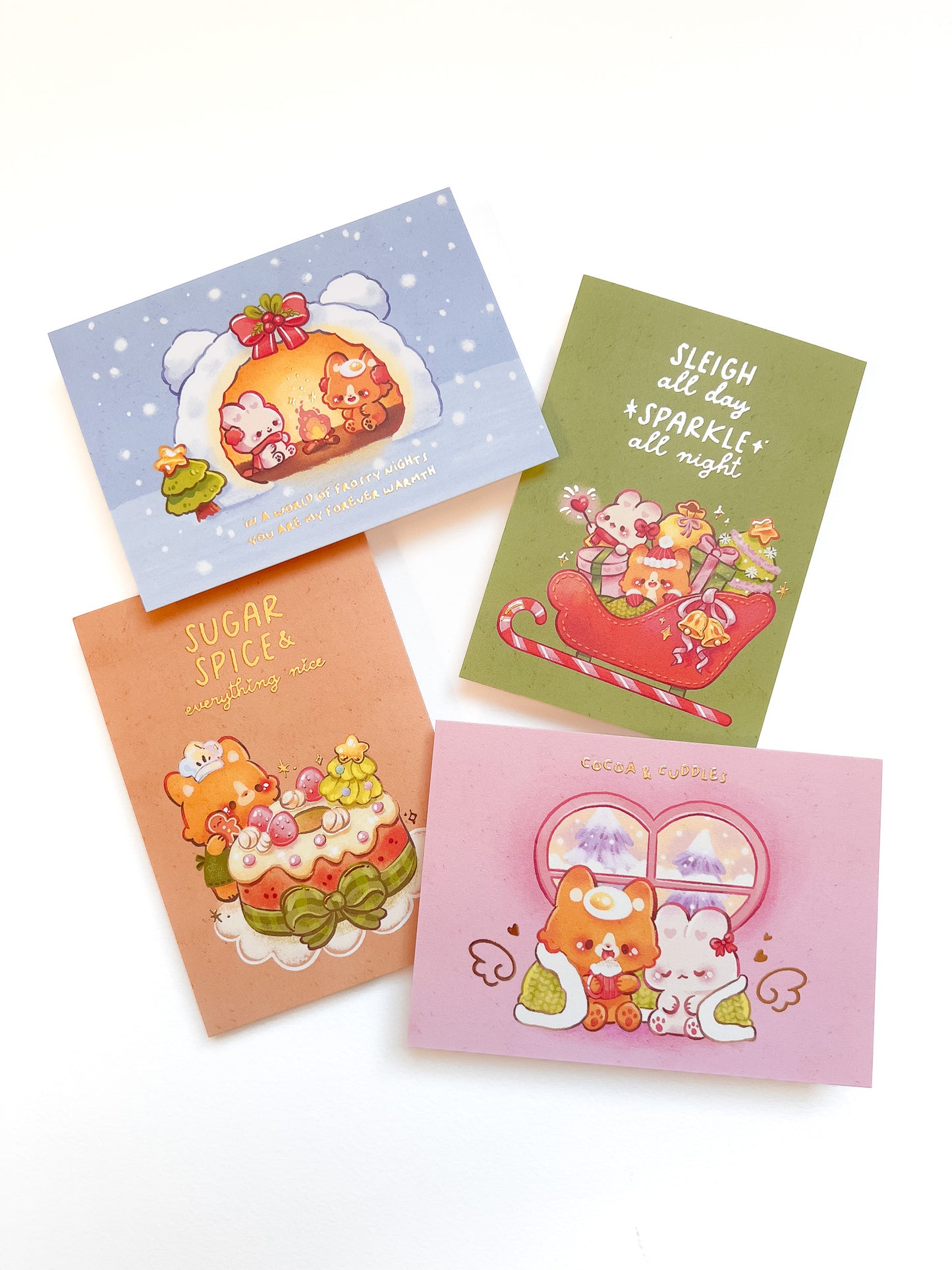 Holiday Greeting Cards with Gold Foil (set of 4)