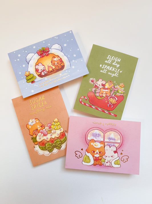 Holiday Greeting Cards with Gold Foil (set of 4)