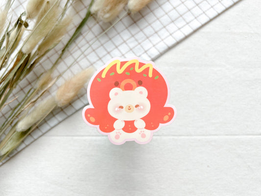 Takoyaki Bento Bear Die Cut Sticker